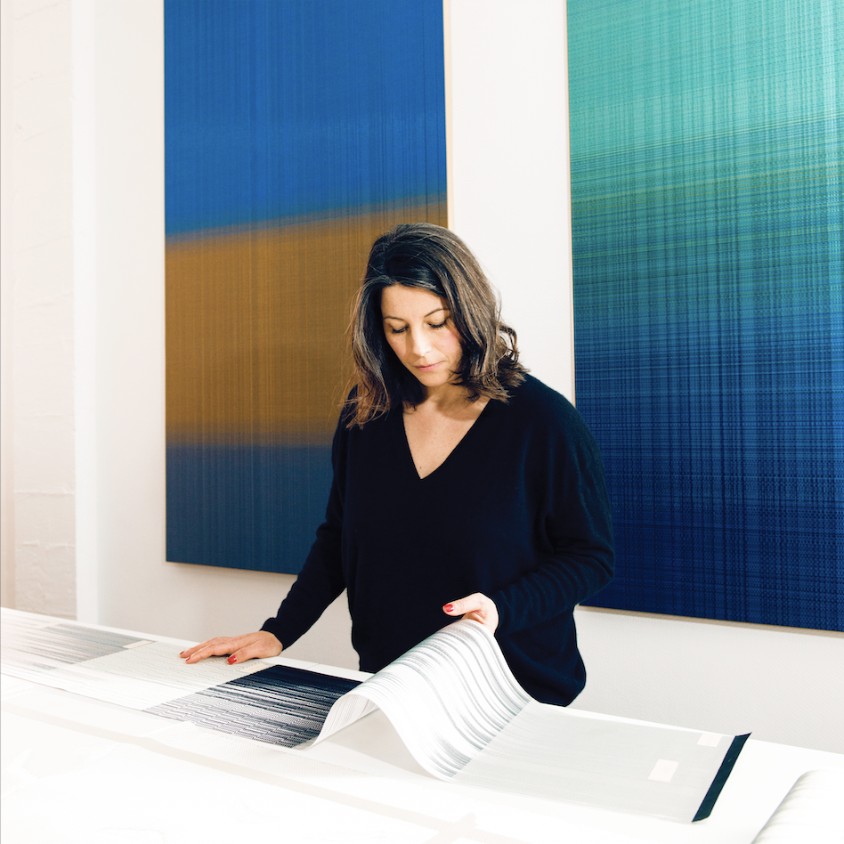 Sophie Mallebranche with sample of woven metal